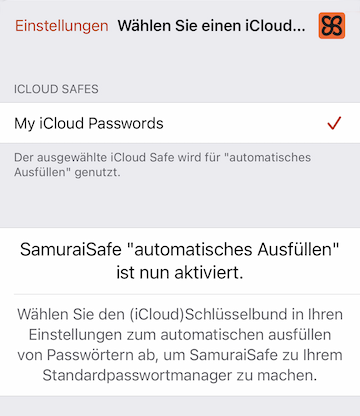 iCloud-Safe auswählen