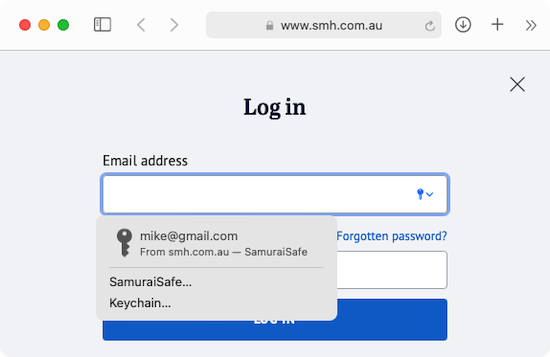 AutoFill login