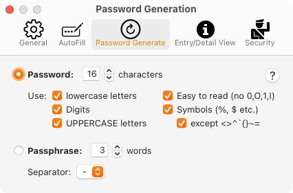 Prefs Password Generate